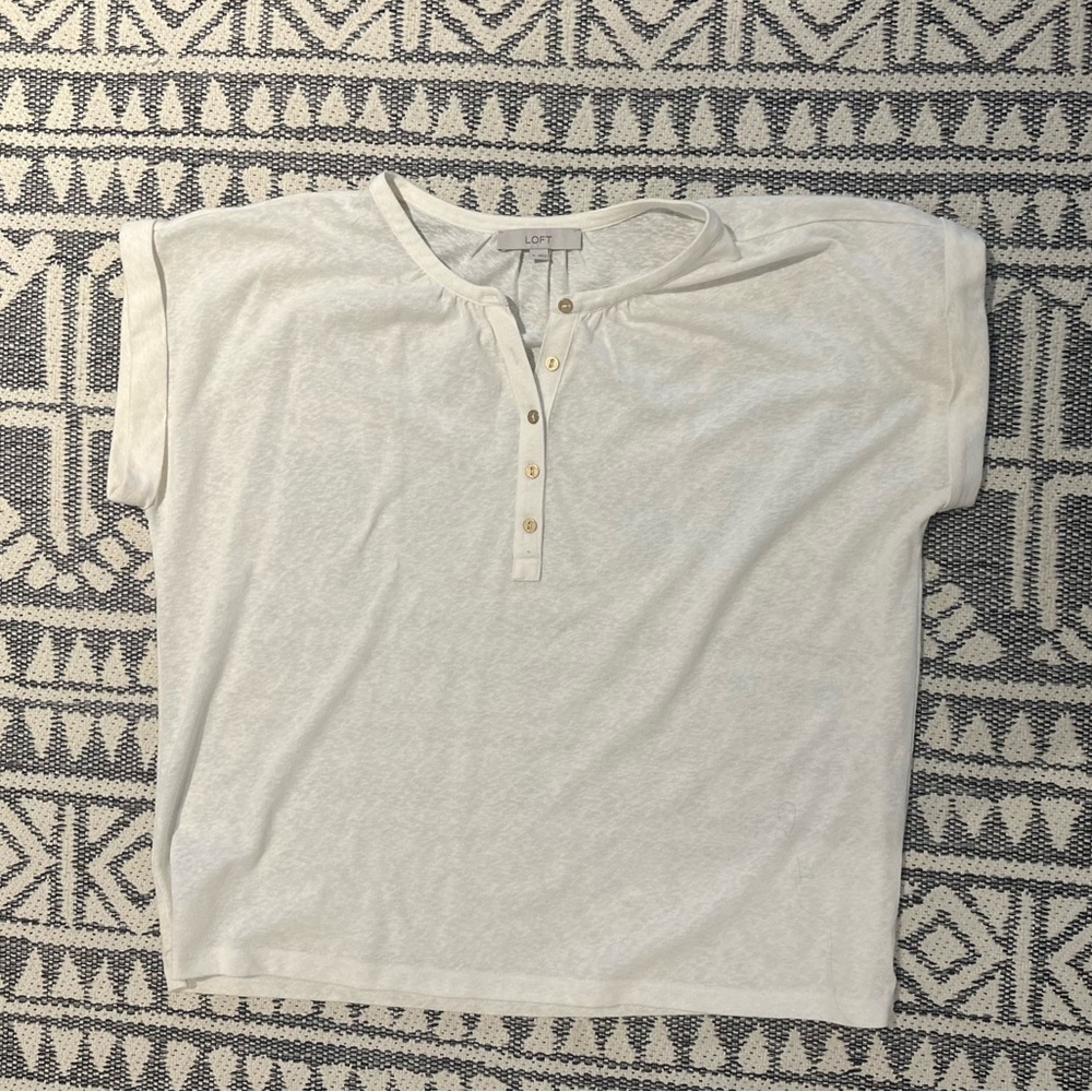 LOFT Ivory Button-Up Top